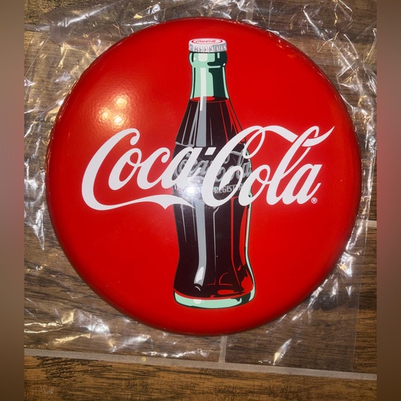 Coca-Cola 12” Round Metal Tacker Type Sign - Picture 2 of 5